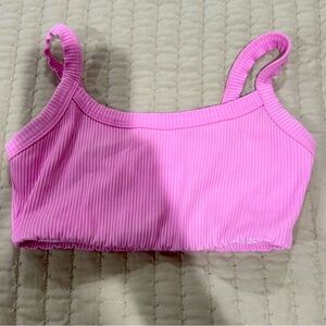 Days of Ours pink ribbed sports bra
